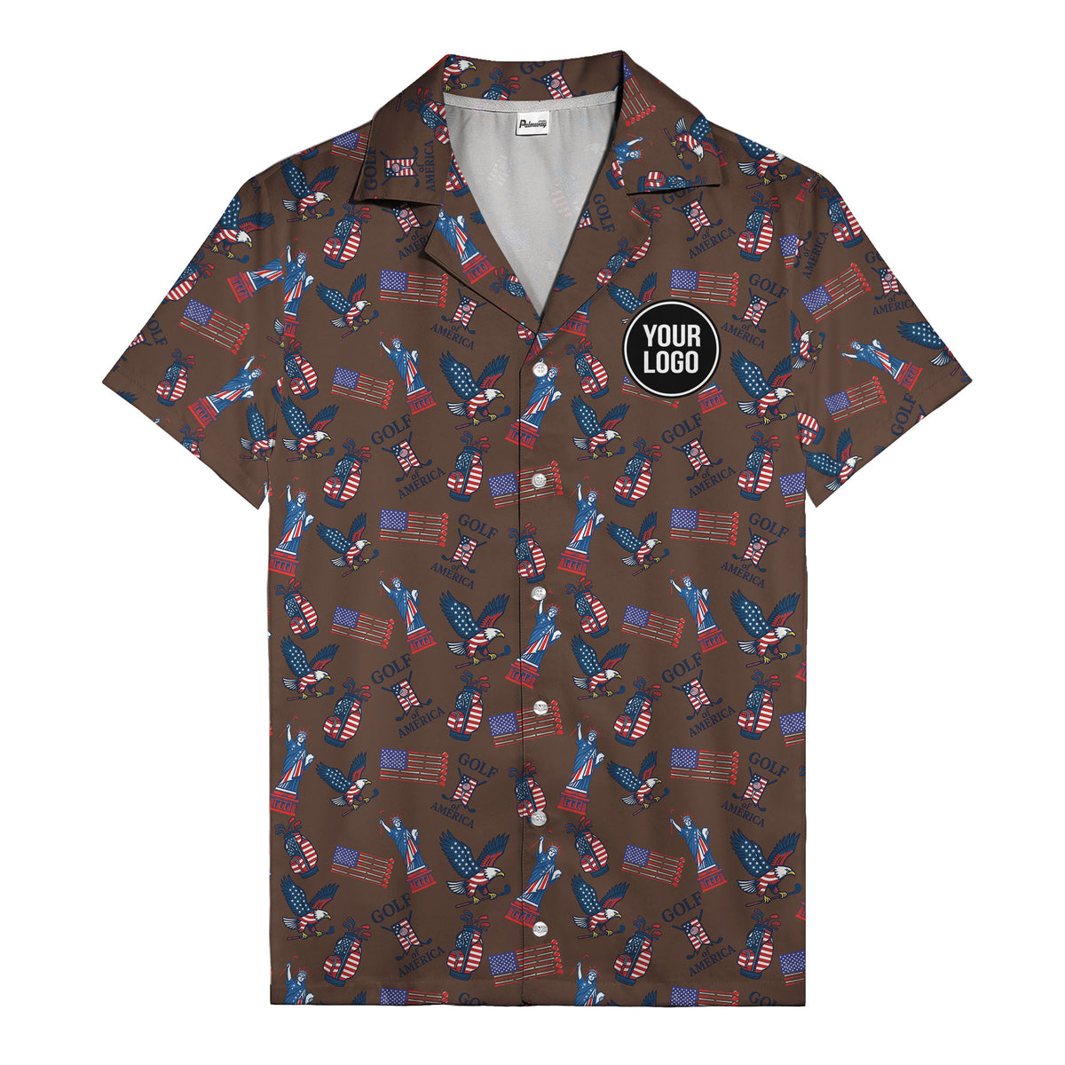 vintage 50s bald eagles & statue of liberty golf hawaiian shirt