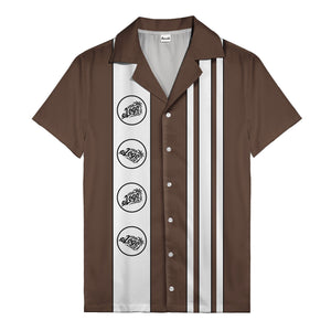 Vintage Black & White Bowling Circles Geometric Hawaiian Shirt For Men
