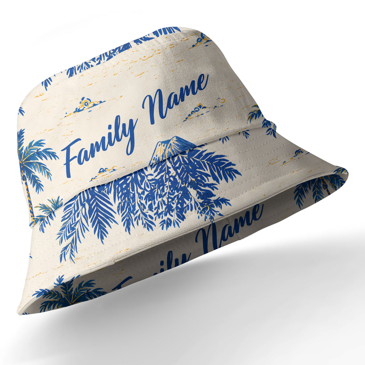 watercolor blue bird soaring over palm trees mountain scene hawaiian shirt