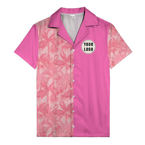 watercolor flamingo pineapple leaf repeat hawaiian shirt for men