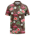 watercolor flamingos & hibiscus palm trees polo shirt for men