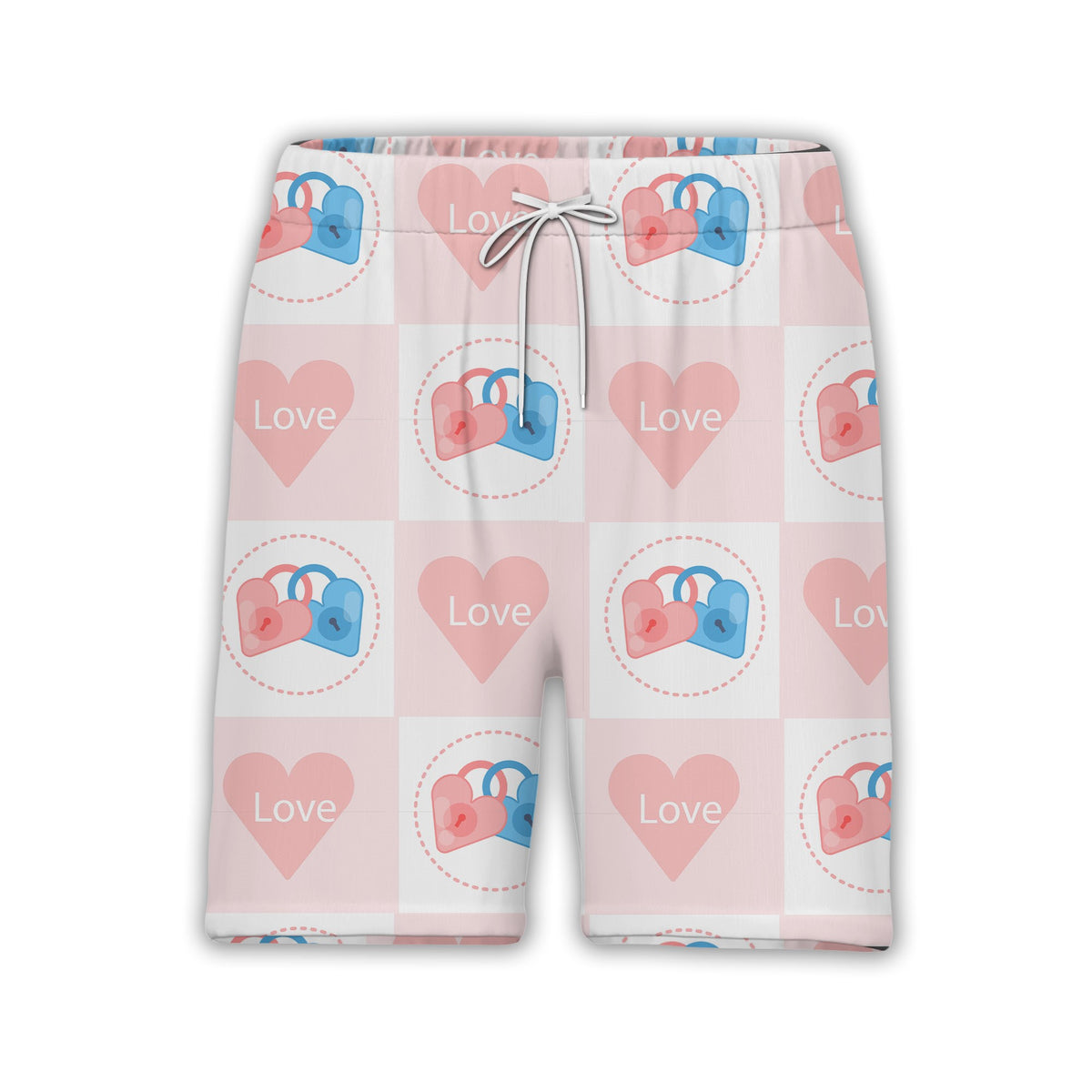 Watercolor Hearts Hawaiian Shirt in Blush Pink Rose and Fuchsia Tones