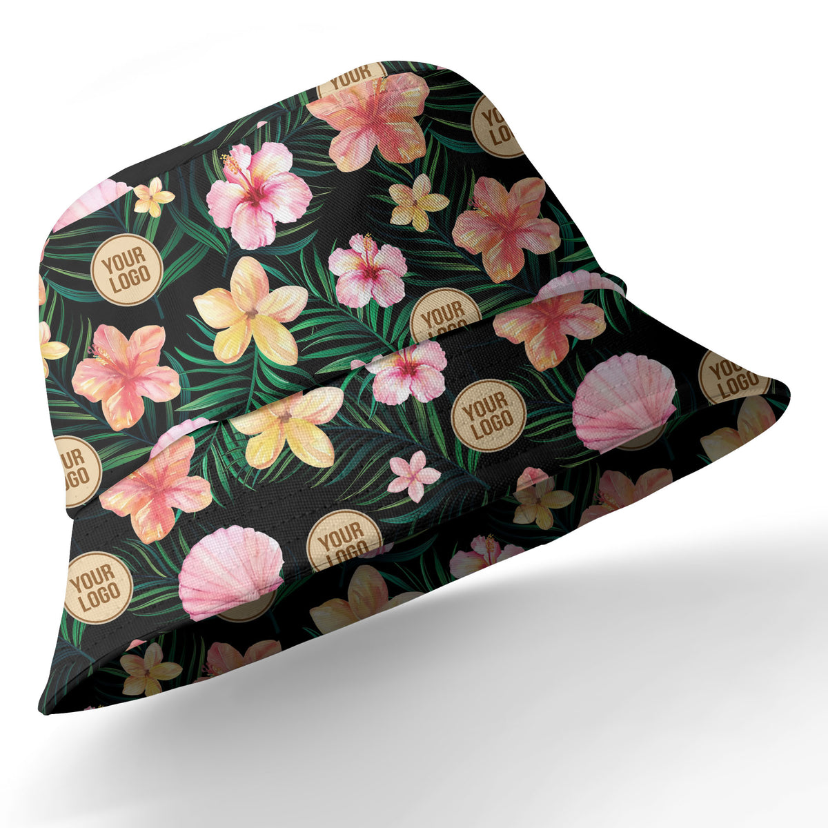 watercolor hibiscus plumeria custom logo black hawaiian shirt