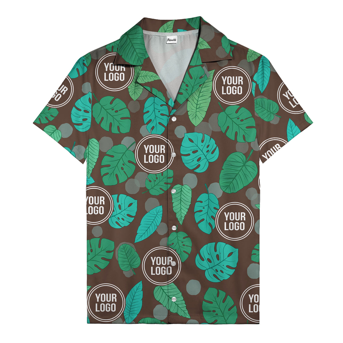 watercolor monstera leaf repeat & signature logo hawaiian shirt