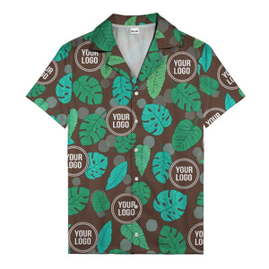 watercolor monstera leaf repeat & signature logo hawaiian shirt