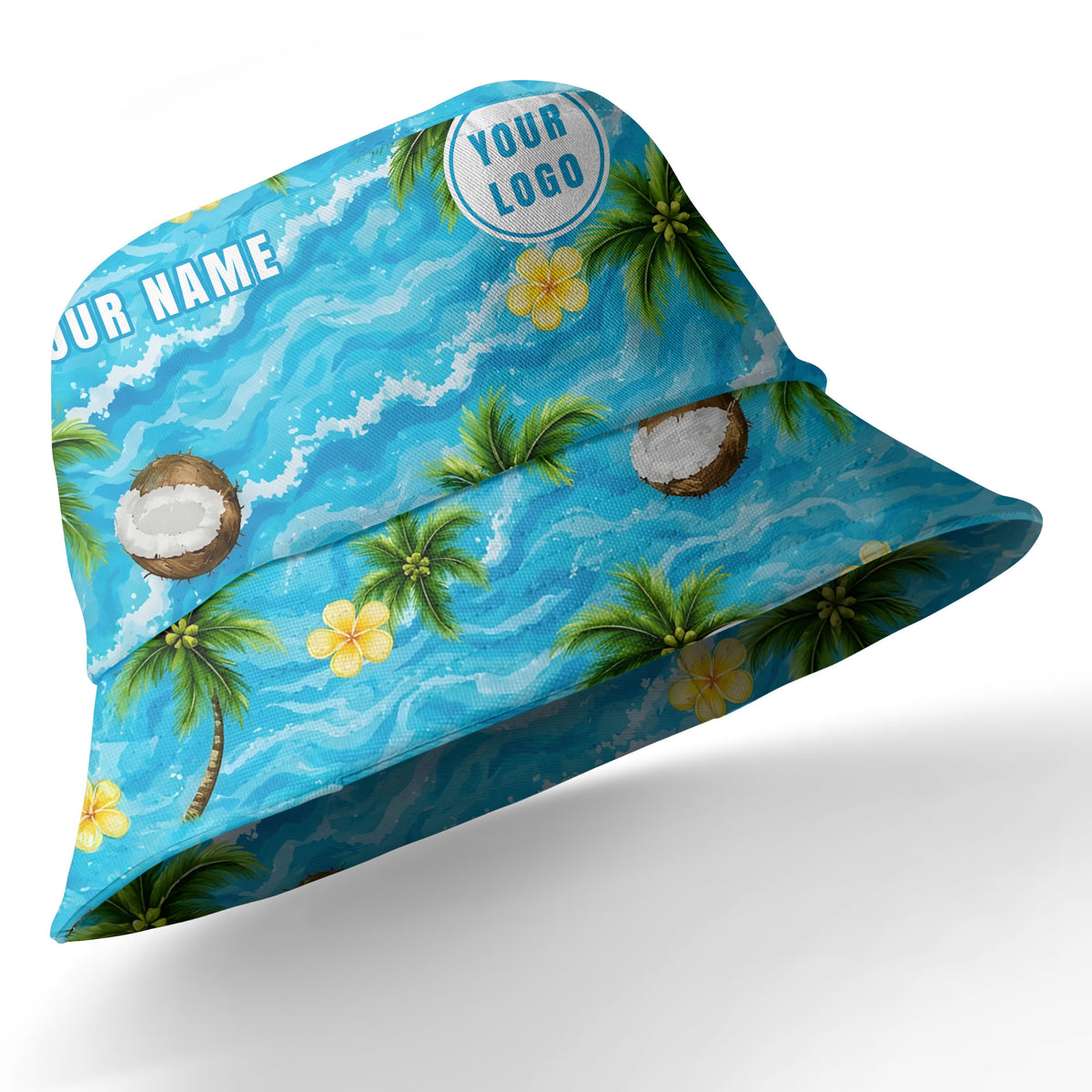 watercolor palm trees coconuts ocean waves hawaiian shirt for men
