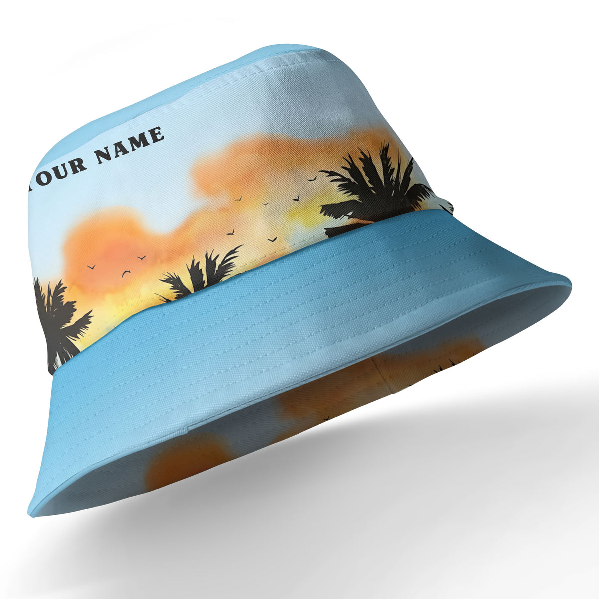 watercolor sunset cruise ship palm trees hawaiian shirt for men
