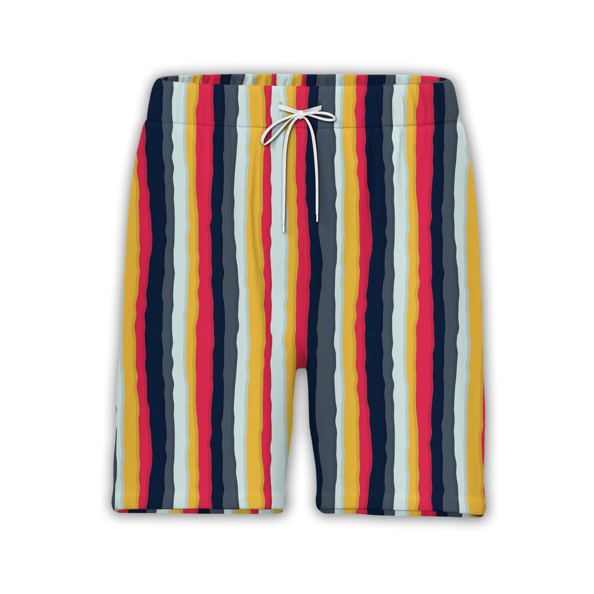 Wavy Berry Mustard Navy Stripe Hawaiian Shirt Dynamic Pattern