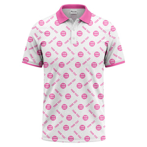 your name & logo repeat pattern all over print custom polo shirt