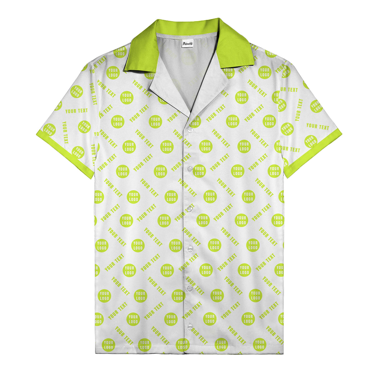 black custom logo circles text white hawaiian shirt