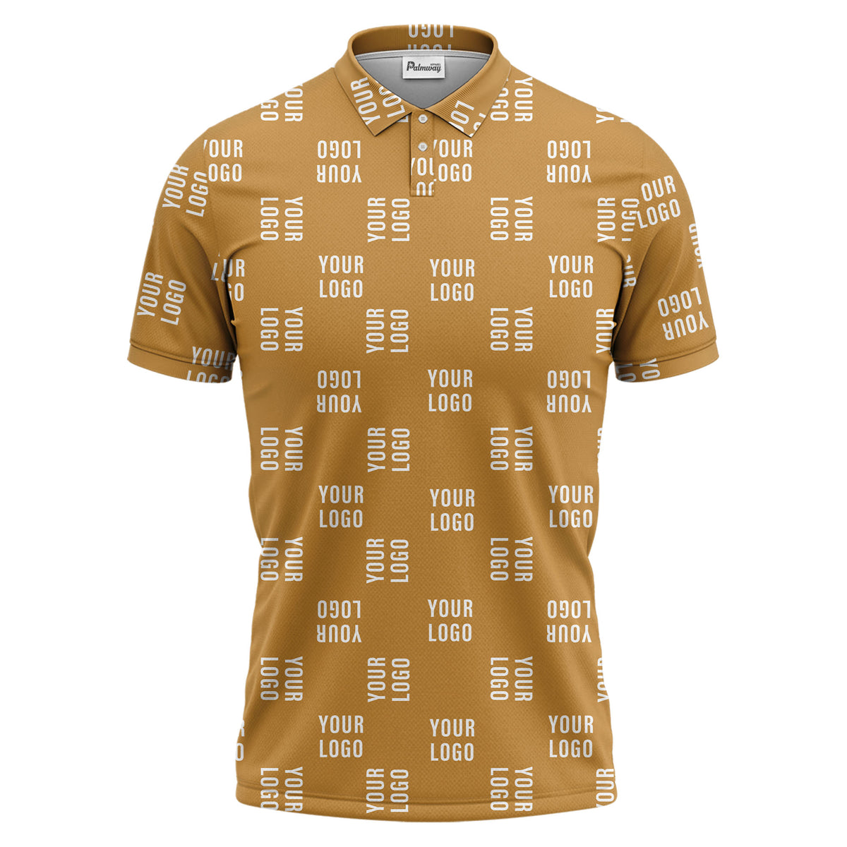 black repeat custom logo text pattern polo shirt for men