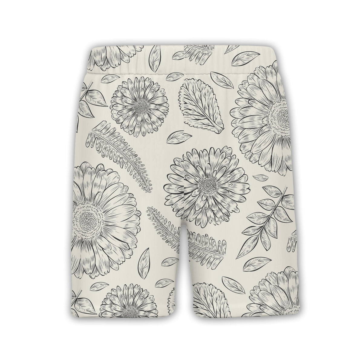 Botanical Line Art Flower Hawaiian Shirt with Fern Fronds Vintage