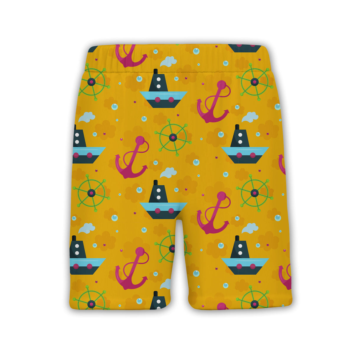 Cartoon Nautical Boat & Ship Wheel Hawaiian Shirt – Anchor & Bubble Design