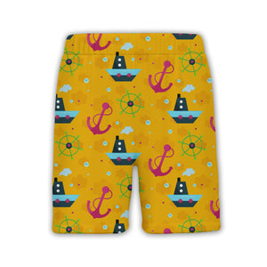Cartoon Nautical Boat & Ship Wheel Hawaiian Shirt – Anchor & Bubble Design