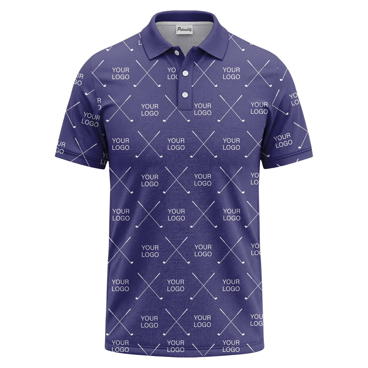 crossed golf clubs & logo repeat graphic polo shirt for men