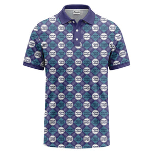 custom diamond grid circular logos polo shirt for men