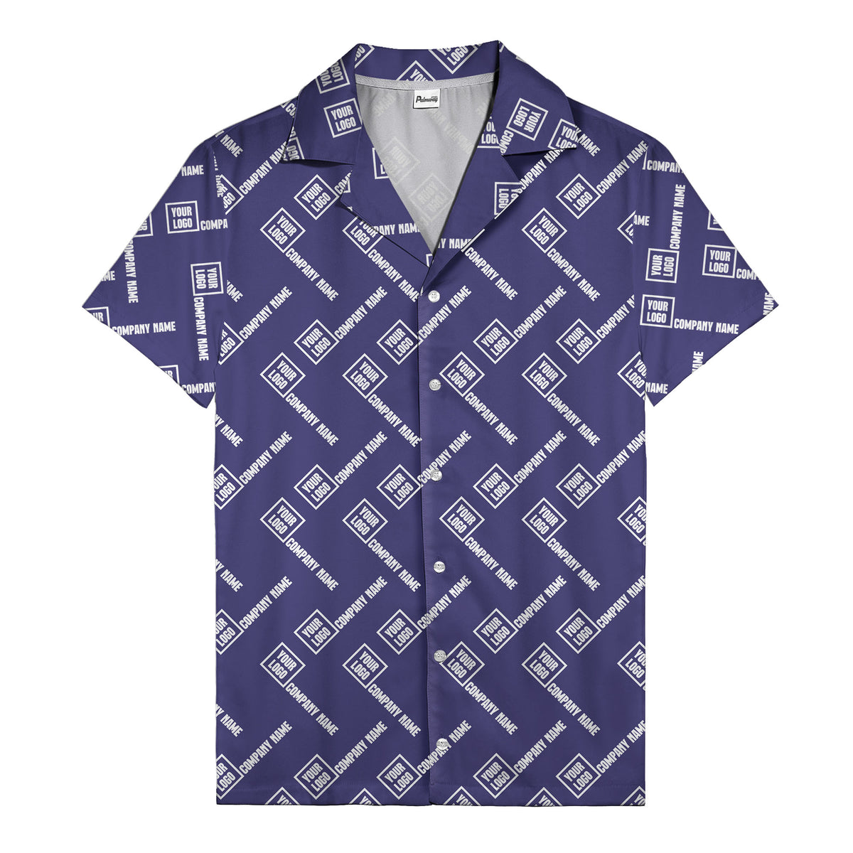 custom logo & company name repeat black hawaiian shirt for men