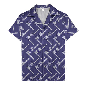 custom logo & company name repeat black hawaiian shirt for men