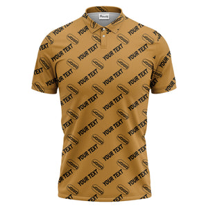 custom logo & monogram text repeat pattern black polo shirt for men