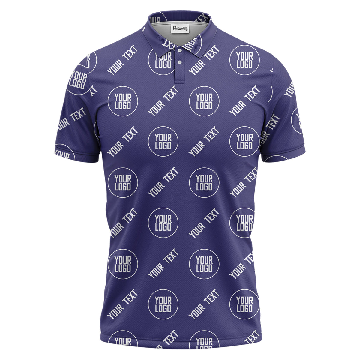 custom logo & text repeat pattern black personalized polo shirt for men