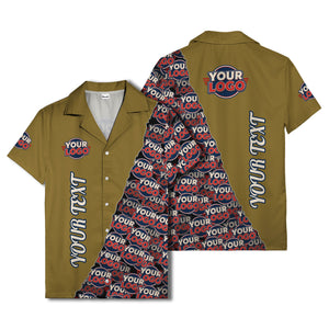 custom logo & vertical text repeat pattern hawaiian shirt