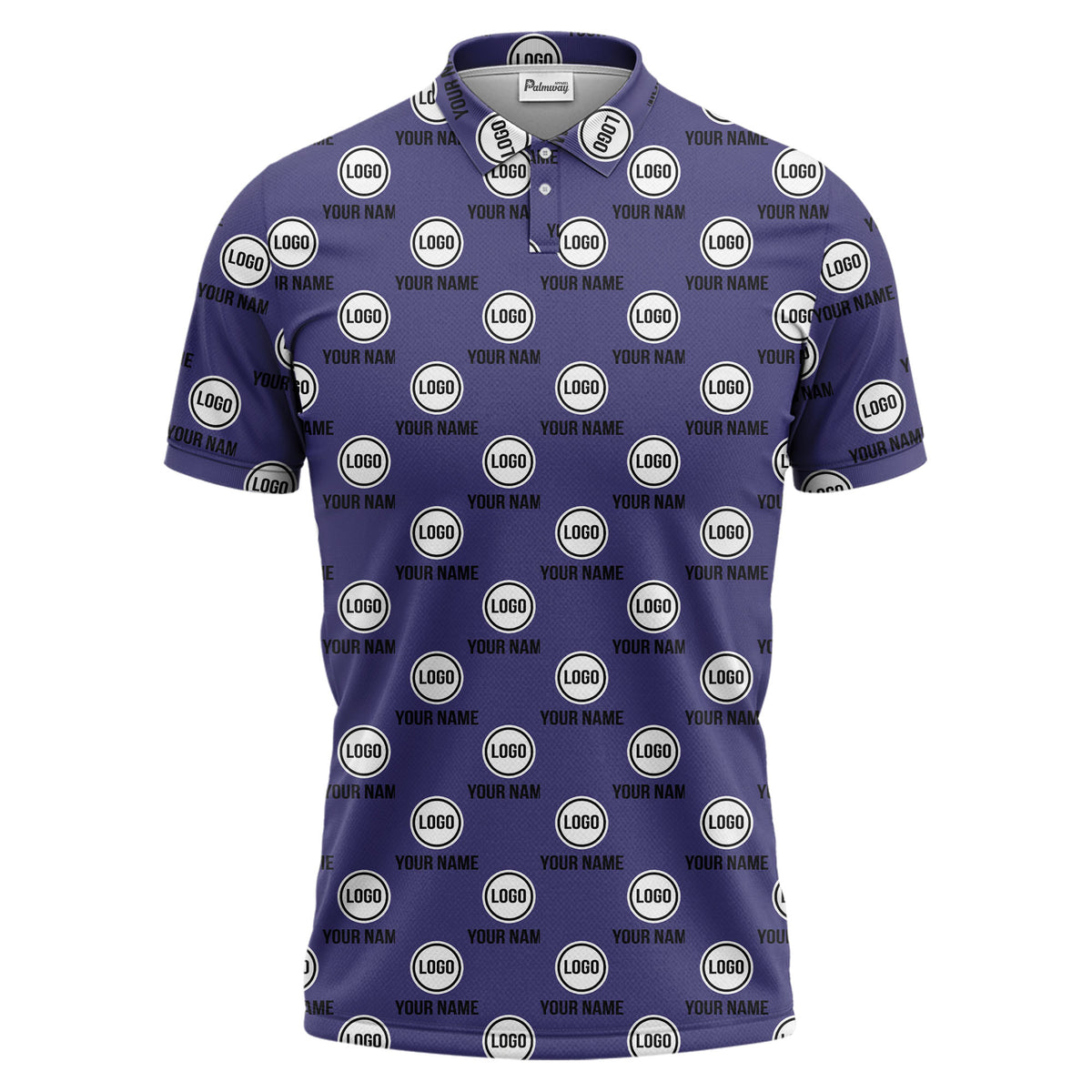 custom name & logo repeat circle pattern black polo shirt