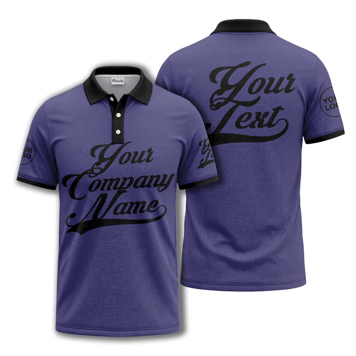 custom script logo corporate casual polo shirt for men