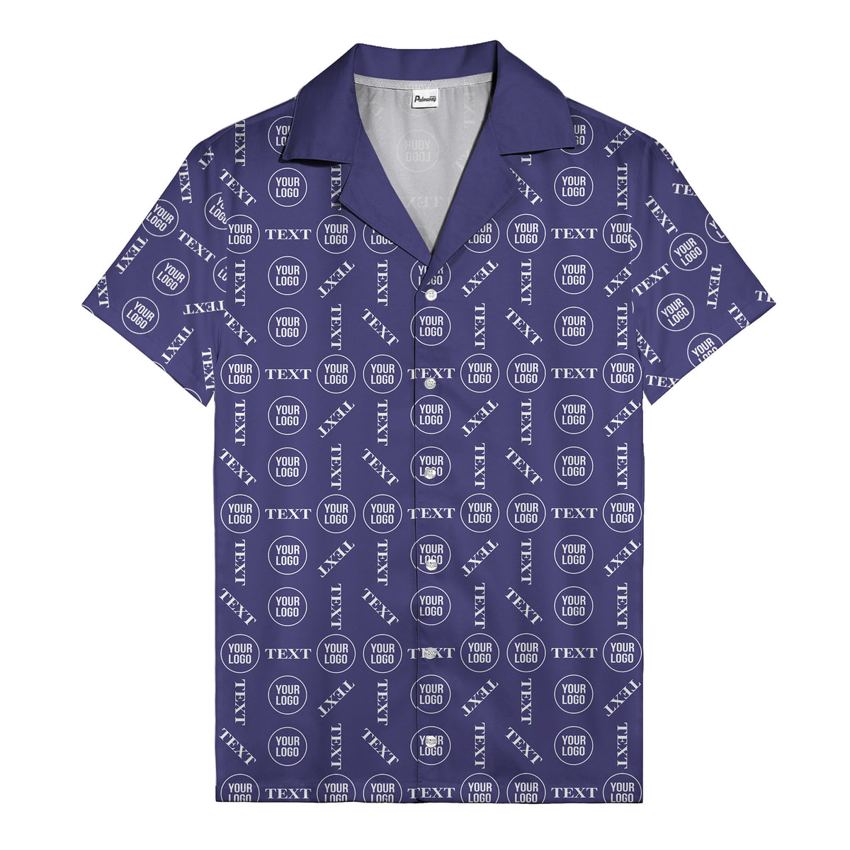 custom text & logo repeat pattern hawaiian shirt