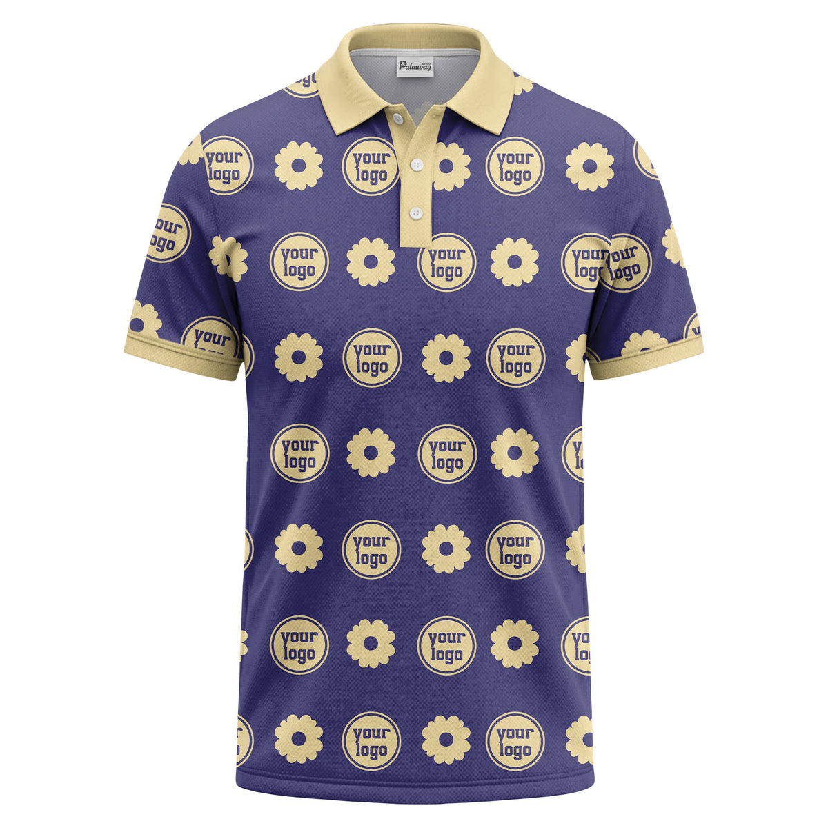 customizable daisy & monogram repeat pattern polo shirt
