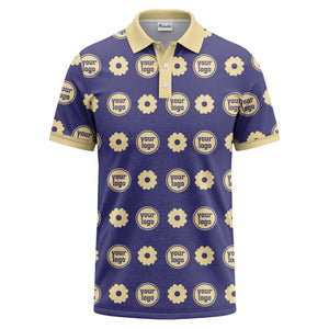 customizable daisy & monogram repeat pattern polo shirt