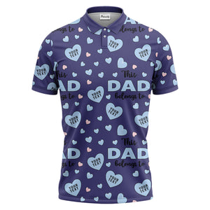 customizable hearts & text father's day all over print polo shirt for men
