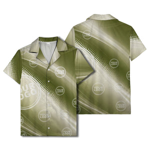 customizable logo circles & diagonal stripes olive green hawaiian shirt