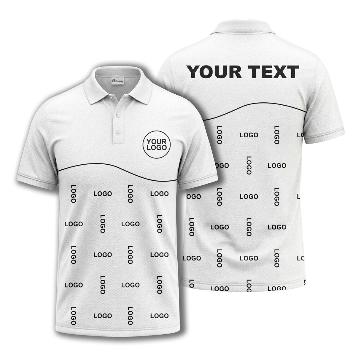 customizable monochrome logo repeat graphic polo shirt for professionals