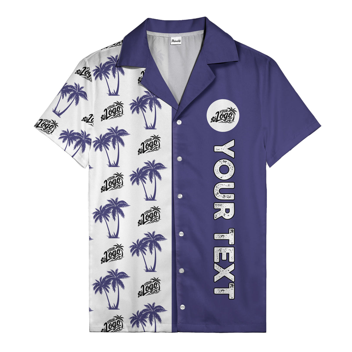 customizable palm tree & personalized text tropical green hawaiian shirt for vacation