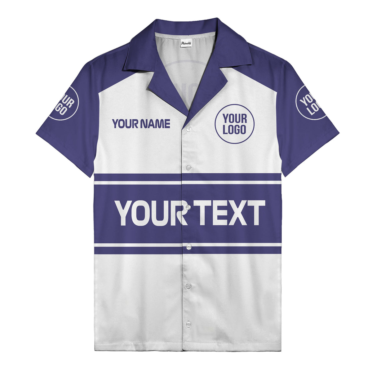 customizable text & logo horizontal stripe bowling hawaiian shirt