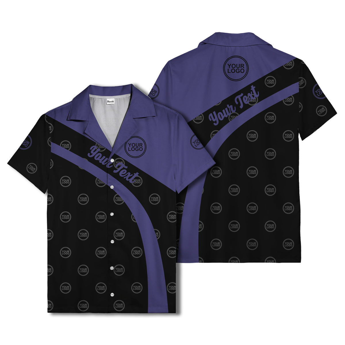diagonal black stripe custom logo personalized hawaiian shirt