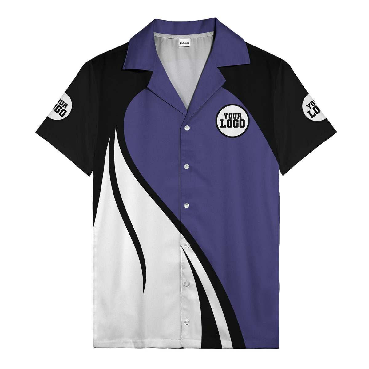 diagonal stripe custom logo retro bowling hawaiian shirt