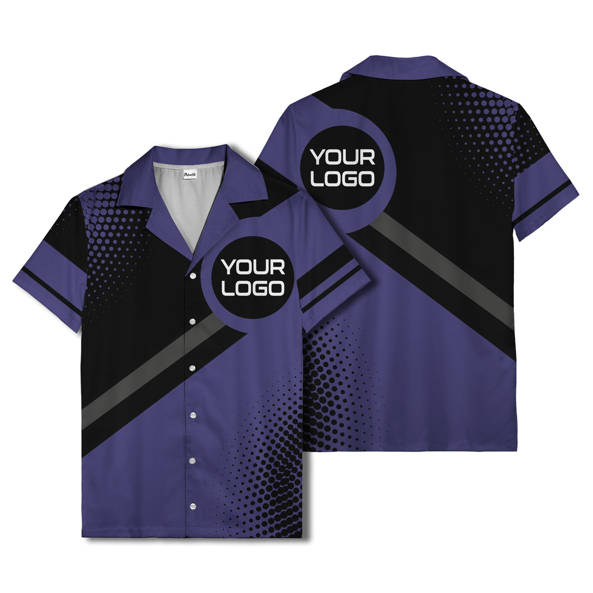 diagonal stripe logo modern hawaiian shirt