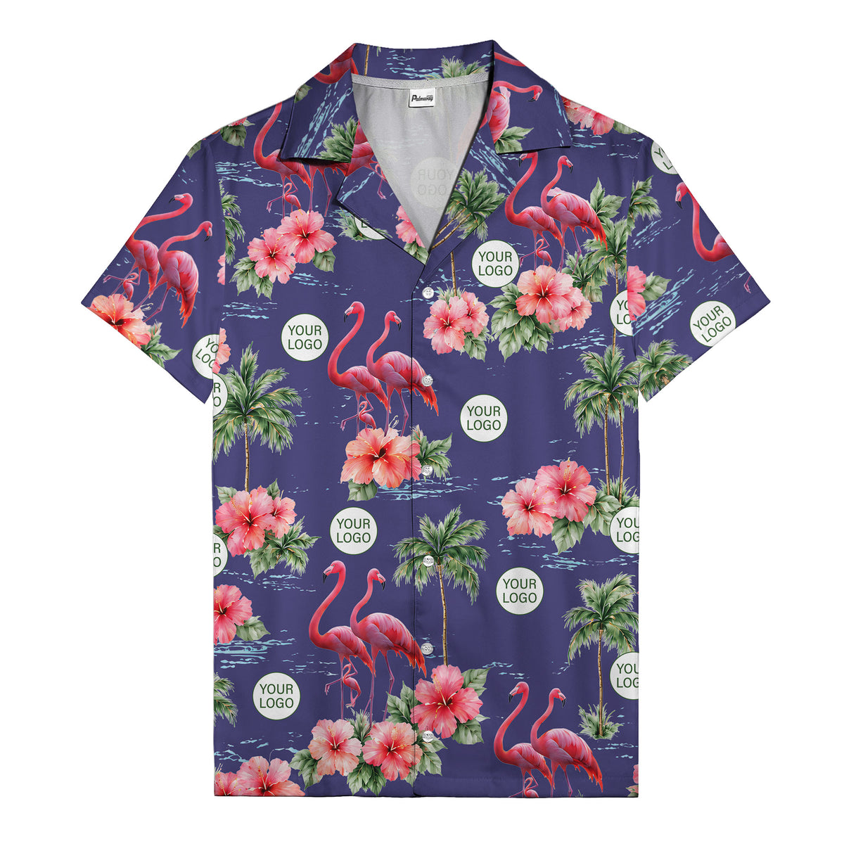 flamingo silhouettes palm trees hibiscus hawaiian shirt for men