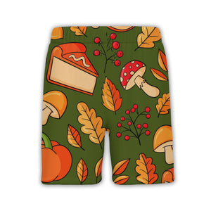 Forest Floor Hawaiian Shirt with Oak Leaves Acorns and Spotted Mushrooms