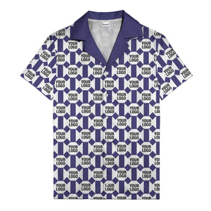 geometric grid logo repeat pattern modern graphic hawaiian shirt