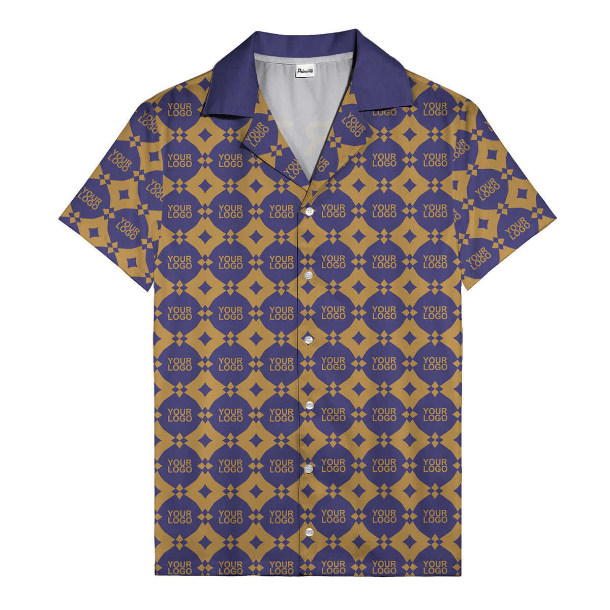 gold mon diamond lattice monogram hawaiian shirt for men