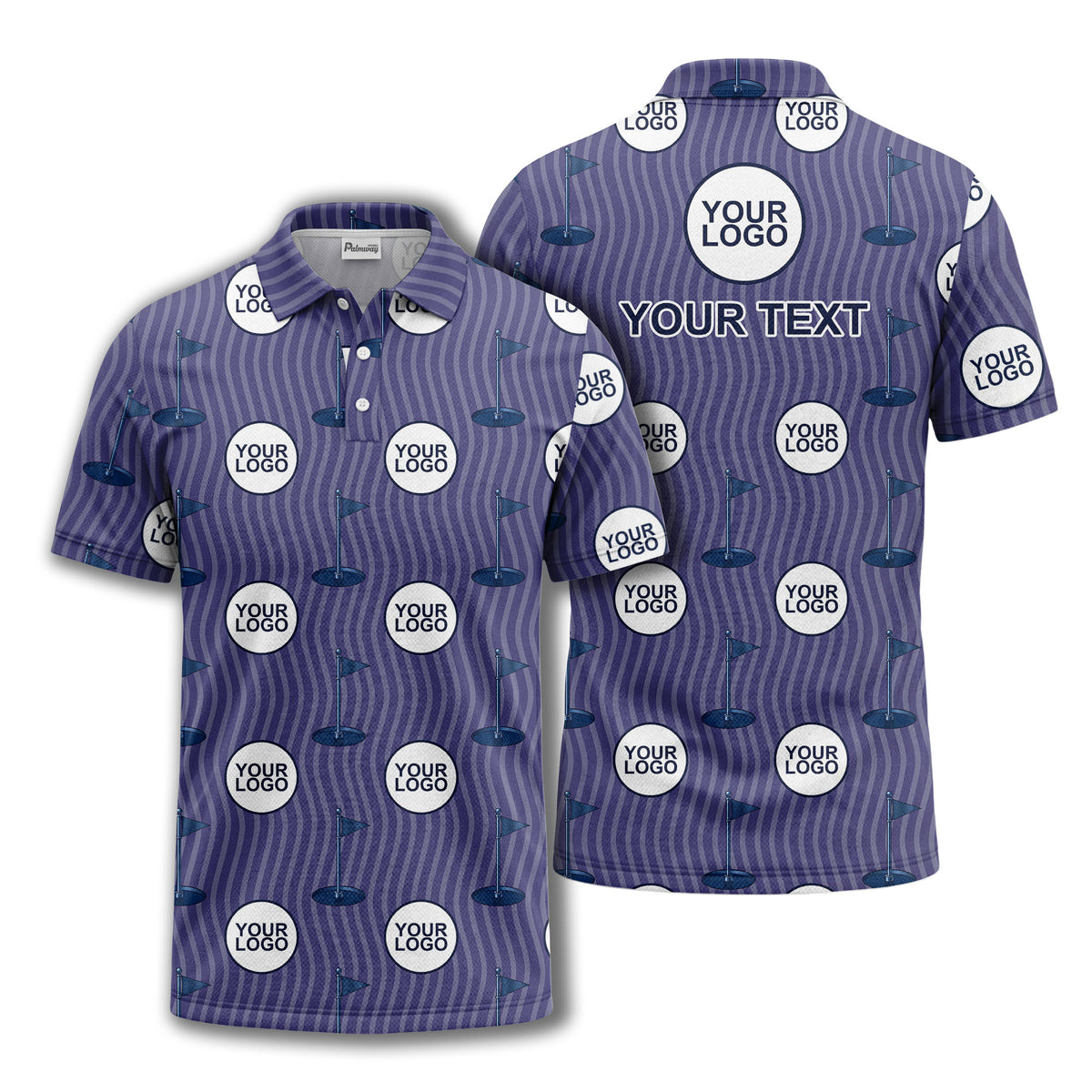 golf flag logo repeat pattern country club golf polo shirt