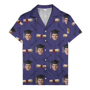 graduation caps diplomas & custom faces hawaiian shirt