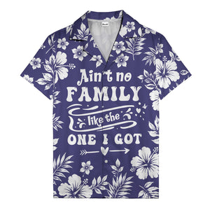 graphic white hibiscus & leaf family tribute hawaiian shirt