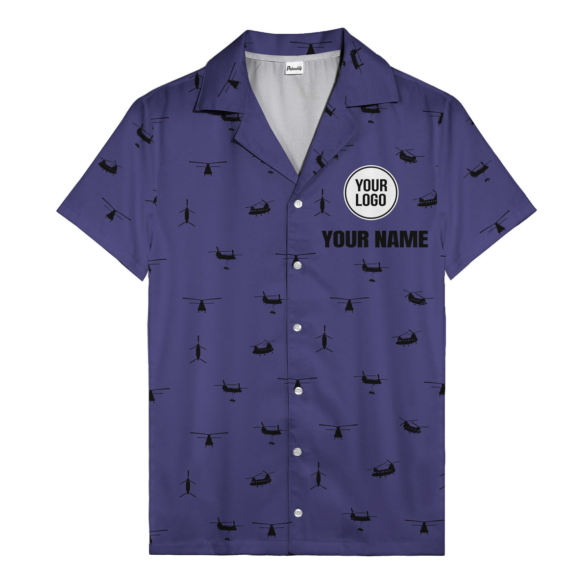 helicopter silhouette repeat military graphic hawaiian shirt for men