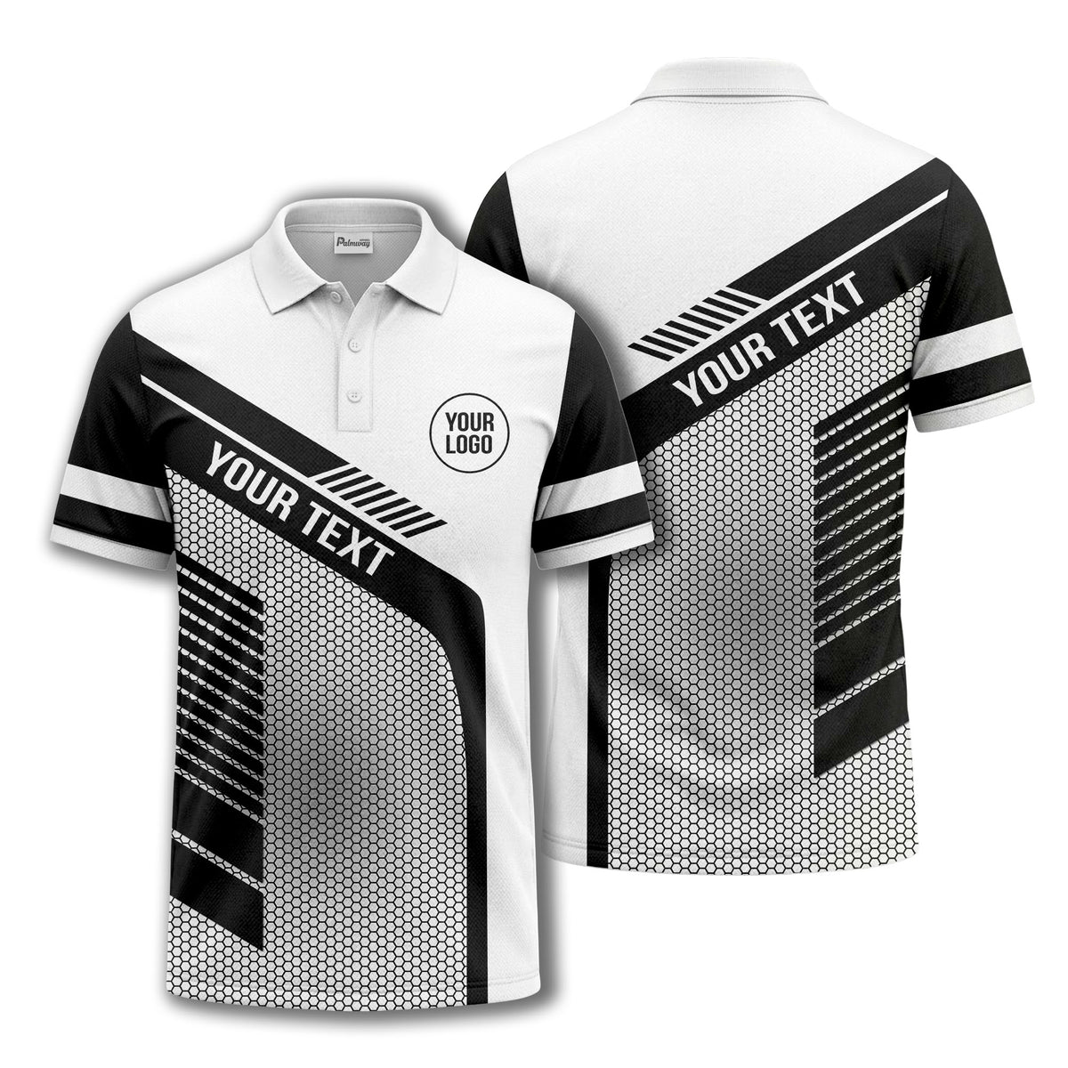 hexagon diagonal stripe geometric custom logo modern polo shirt