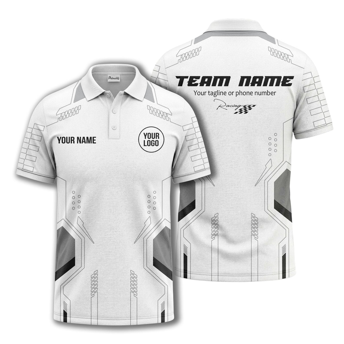 hexagonal checkerboard dots & lines modern geometric polo shirt
