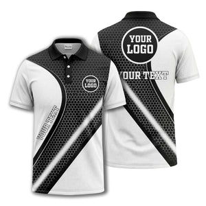 hexagonal gradient geometric print with customizable logo polo shirt