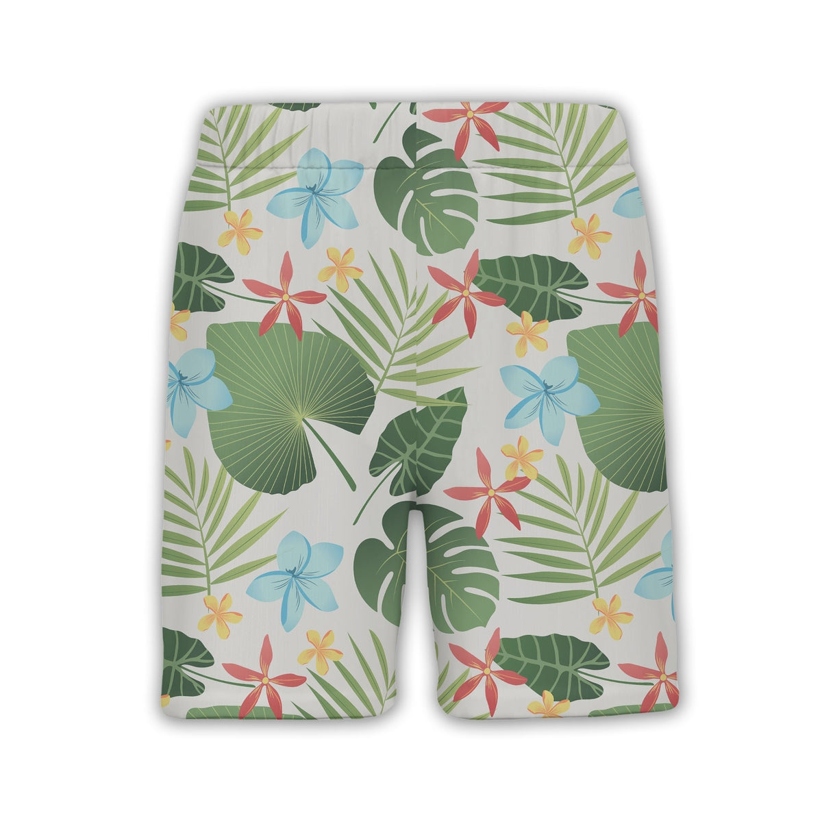 Light Beige Speckled Monstera Hawaiian Shirt with Alocasia and Star Flowers